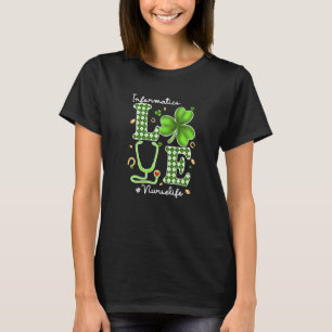 Camiseta Enfermeira de Informática Dia de São Patrício Amor