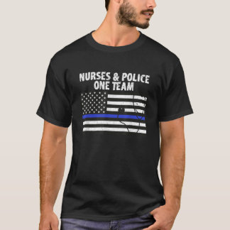 Camiseta Enfermeira de linha azul fina Enfermeira Policial