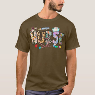 Camiseta Enfermeira de Maçã-Leopardo Retro Queda Vibes outo