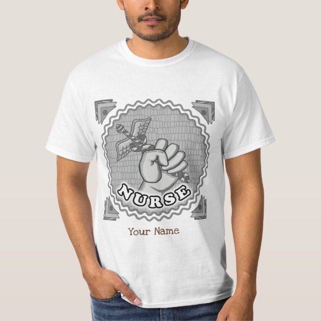 Camiseta enfermeira de mão Caduceus (Frente)