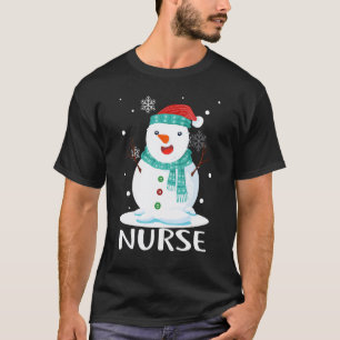 Camiseta Enfermeira de Natal Boneco de Neve Papai Noel Famí