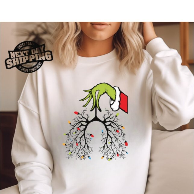 Camiseta Enfermeira de Natal, Camisola de Natal pulmonar (Aze
)