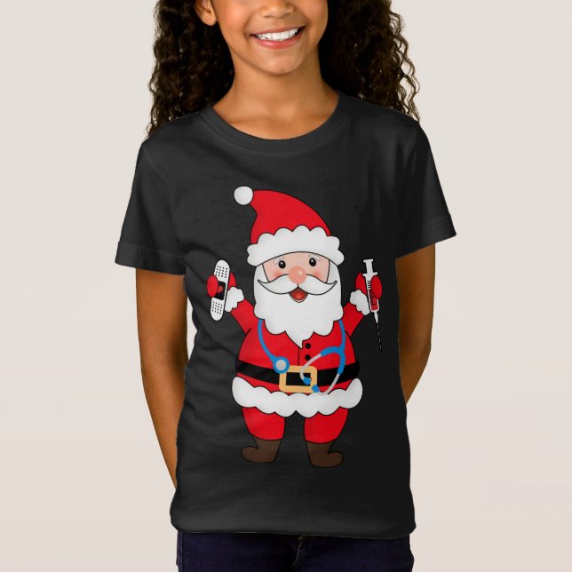 Camiseta Enfermeira de Natal com Stethoscope e s (Frente)