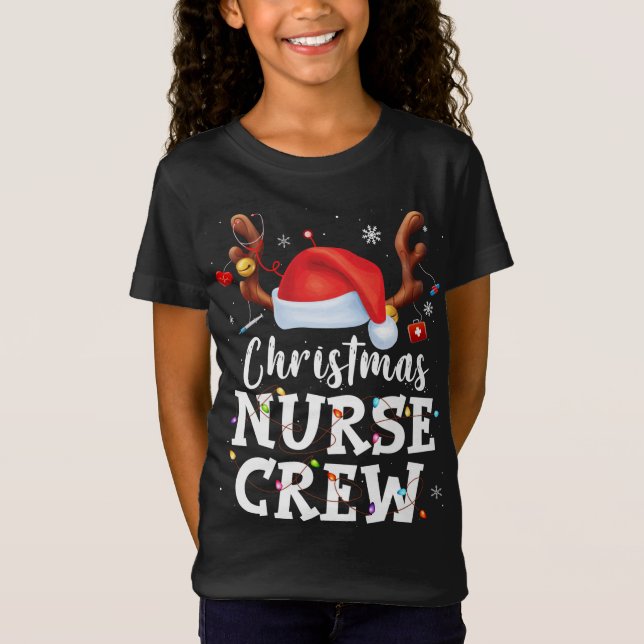 Camiseta Enfermeira de Natal Crew Santa Hat Enfermeira do C (Frente)