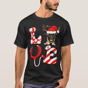 Camiseta Enfermeira de Natal Decorações Amor Pug