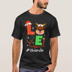 Camiseta Enfermeira de Natal Enfermeira de Amor