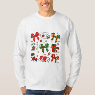 Camiseta Enfermeira de Natal Enfermeira de Arco Coquette -
