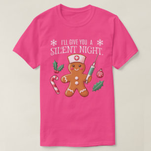 Camiseta Enfermeira de Natal Engraçada à Noite Silenciosa A