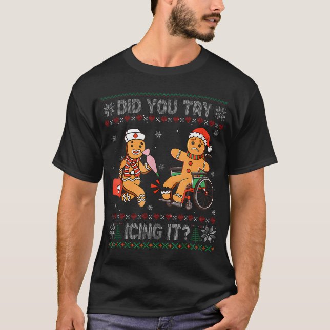Camiseta Enfermeira de Natal Engraçada Tentou Enfrentá-La G (Frente)