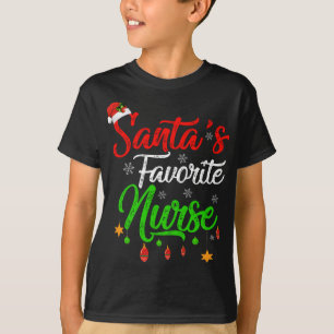 Camiseta Enfermeira de Natal favorita dos Papais noeis Xmas