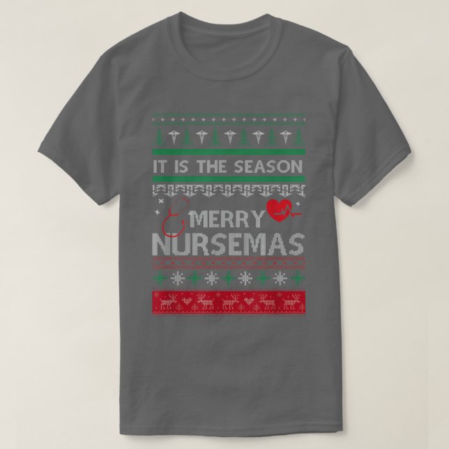 Camiseta Enfermeira de Natal Feia Médica (Frente do Design)