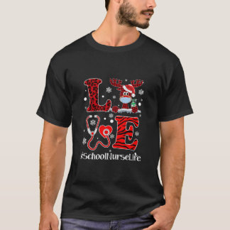 Camiseta Enfermeira de Natal Leopardo da Xadrez de Amor, Re
