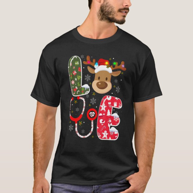 Camiseta Enfermeira de Natal Love NICU RN ER Papais noeis R (Frente)