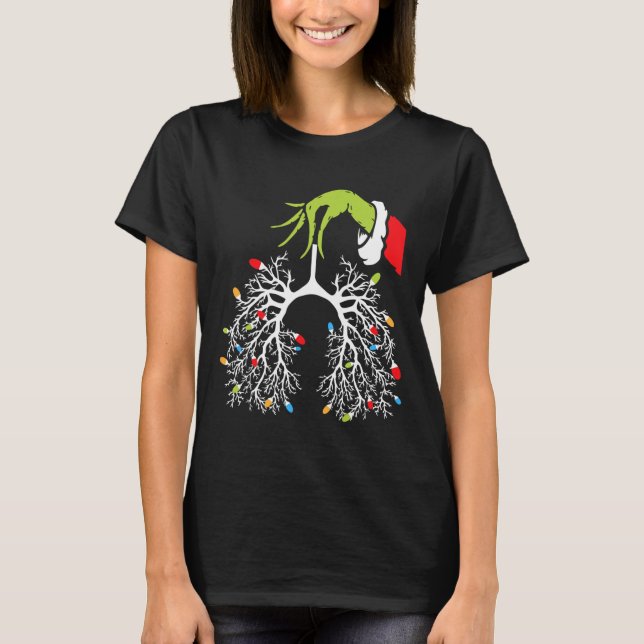 Camiseta Enfermeira de Natal Lung Xmas Luz Engraçada Pulmon (Frente)