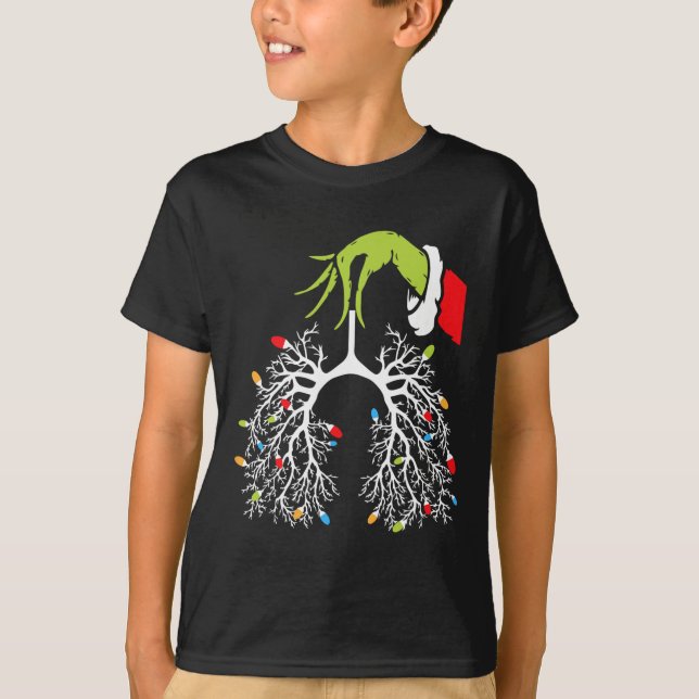 Camiseta Enfermeira de Natal Lung Xmas Luz Engraçada Pulmon (Frente)