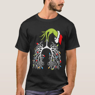 Camiseta Enfermeira de Natal Lung Xmas Luz Engraçada Pulmon