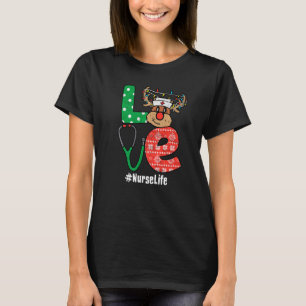 Camiseta Enfermeira de Natal Stethoscope Reindeer Nur
