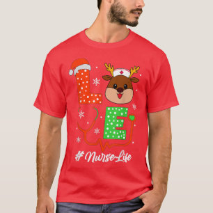 Camiseta Enfermeira De Natal Trocam As Litas Para Mulheres 