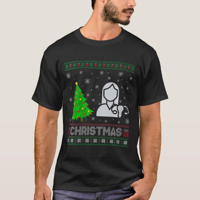 Camiseta Enfermeira de Ob Enfermeira de Xmas Iluminação Fei (Frente)