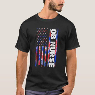Camiseta Enfermeira de Obstetrícia OB Tie Dye Bandeira Amer