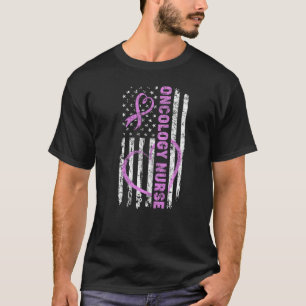 Camiseta Enfermeira de Oncologia Americana de Bandeira nos 
