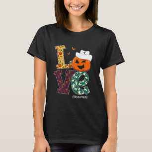 Camiseta Enfermeira de Oncologia Dia das Bruxas Abóbora Ass