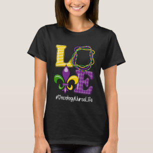 Camiseta Enfermeira de Oncologia Mardi Gras Leopard Festiva