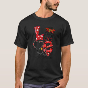 Camiseta Enfermeira de Oncologia Xadrez Leopardo Amor Coraç