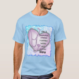 Camiseta Enfermeira de Parteira do Coração Púrpura