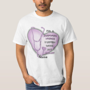 Camiseta Enfermeira de Parteira do Coração Púrpura
