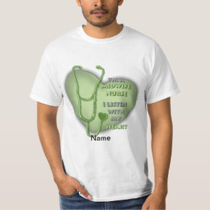Camiseta Enfermeira de Parteira do Coração Verde