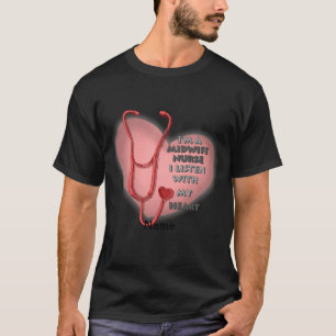 Camiseta Enfermeira de Parteira do Coração Vermelho