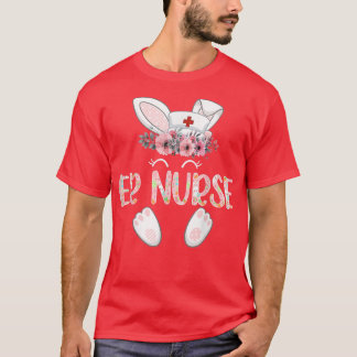 Camiseta Enfermeira de Páscoa Enfermeira Floral Bunny