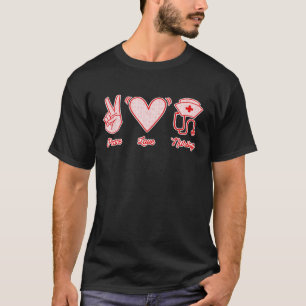 Camiseta Enfermeira de paz Stethoscope Hat Heart Sym