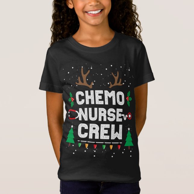 Camiseta Enfermeira de Quimio Enfermeira Gnomos de Natal Bo (Frente)
