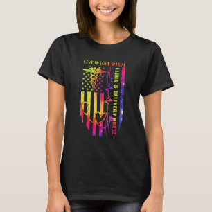 Camiseta Enfermeira de Trabalho e Entrega Bandeira American