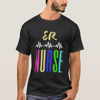 Camiseta Enfermeira de Urgência Azul Verde Amarelo Multicol