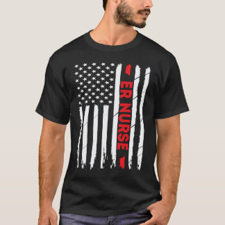 Camiseta Enfermeira de Urgência Bandeira Americana Orgulhos