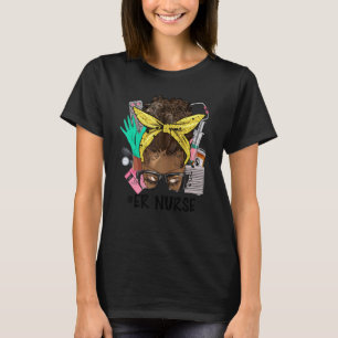 Camiseta ENFERMEIRA DE URGÊNCIA Coque Desgrenhado Cabelo Af