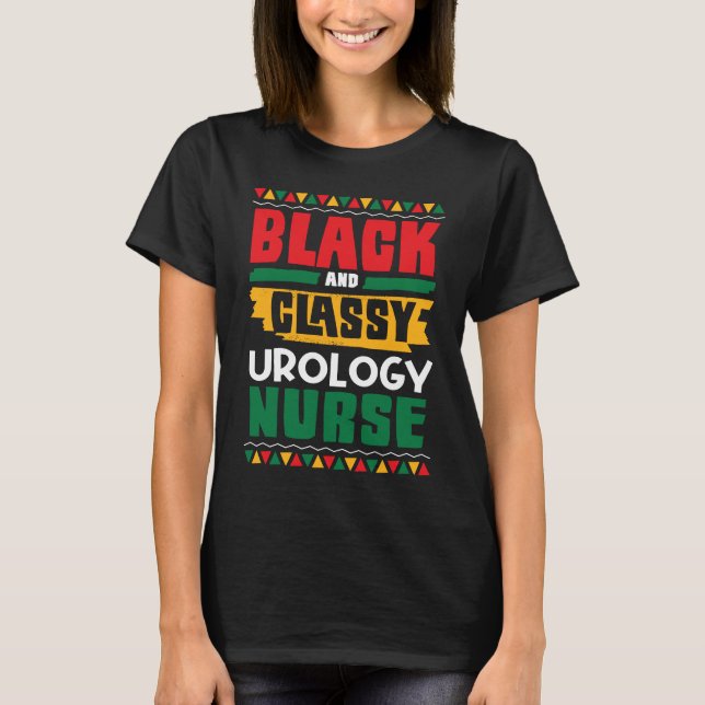 Camiseta Enfermeira de Urologia Negra e Clássica Africana-A (Frente)