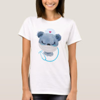Enfermeira de Urso Bonito vestindo uma Máscara Pro