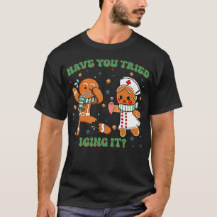 Camiseta Enfermeira De Uti Natal Bonito Bolo De Gengibre Vo