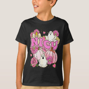 Camiseta Enfermeira de UTI Neonatal Halloween Rosa Floral A