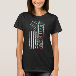 Camiseta Enfermeira de Voo Coração Batendo Bandeira America