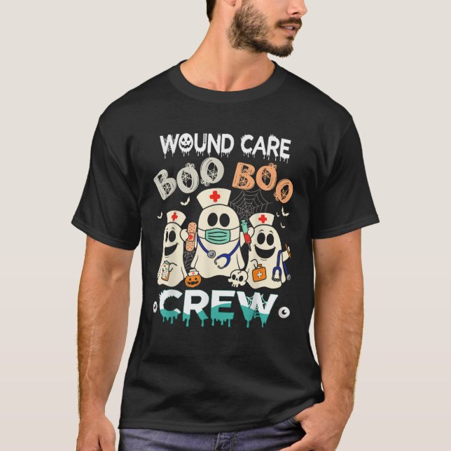 Camiseta Enfermeira de Wound Boo Crew Engraçado Fantasma Mu (Frente)