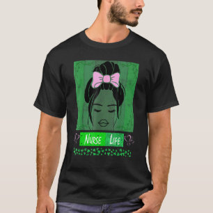 Camiseta Enfermeira Descolorida Vida Confusa Cabelo Leopard