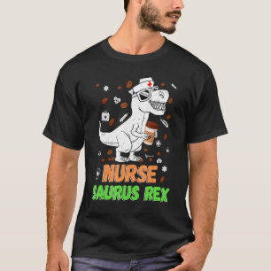 Camiseta Enfermeira Dinossauro Enfermeira Vida Café Rn Enfe
