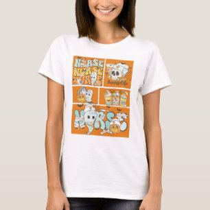 Camiseta Enfermeira divertida Halloween Azulejo Laranja Cam