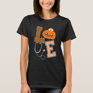 Camiseta Enfermeira do Amor Enfermeira do Halloween Pumpkin