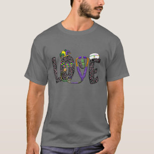 Camiseta Enfermeira do Amor Enfermeira Leopard Mardi Gras F